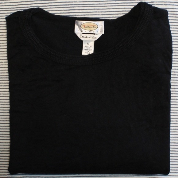 Vintage 90s Talbots Medium‎ $168 Made In Italy Black Merino Wool Fringe Sweater - Picture 11 of 11